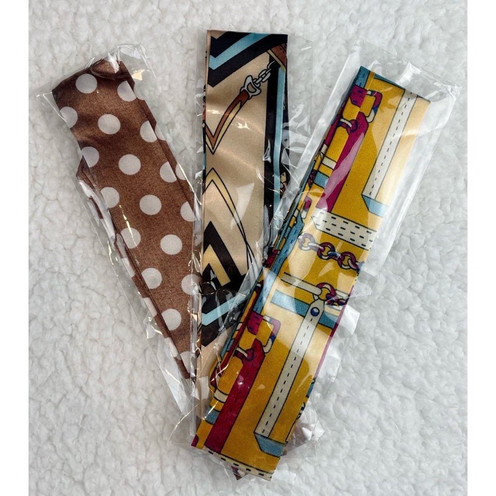 (NWOT) 3-Piece Multicolored Patterned Twilly Scarf Bundle